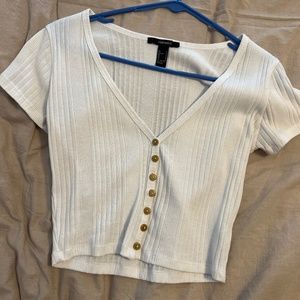 White button up crop top